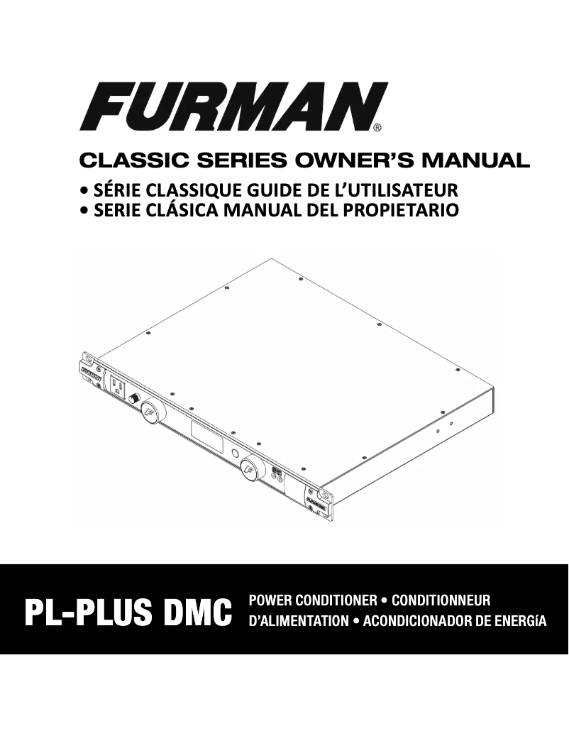 Page 1 de la notice Manuel utilisateur Furman PL-PLUS DMC