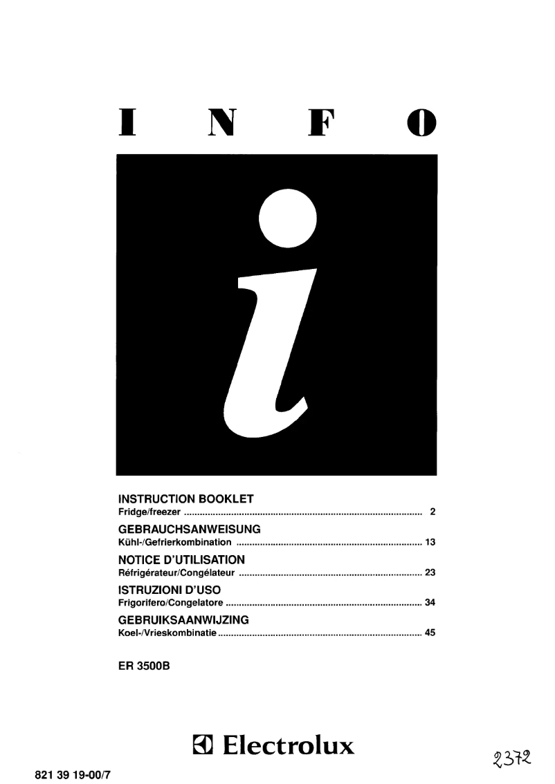 Page n°1 - Manuel utilisateur Electrolux ER 3500