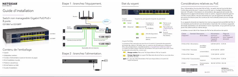 Page n°1 - Guide d'installation Netgear ProSafe GS108PP