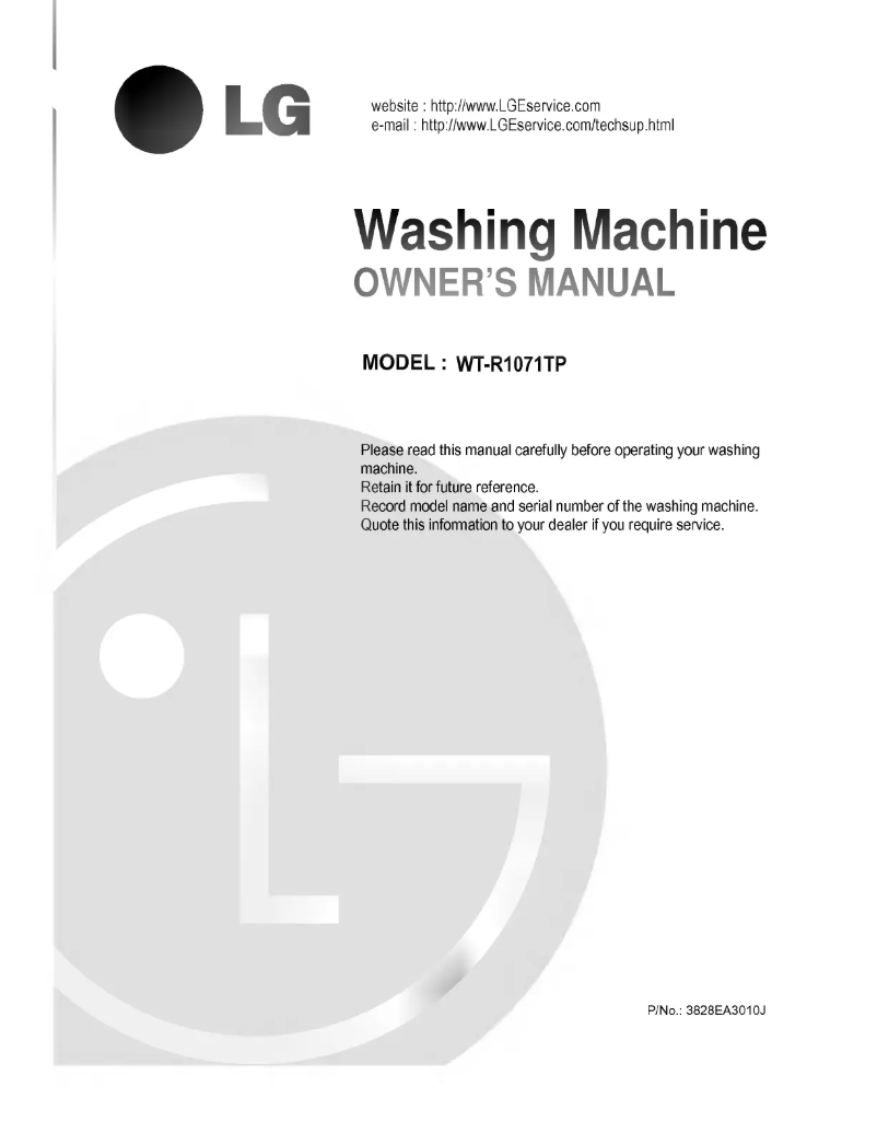 Image de la première page du manuel de l'appareil WT-R1071TP