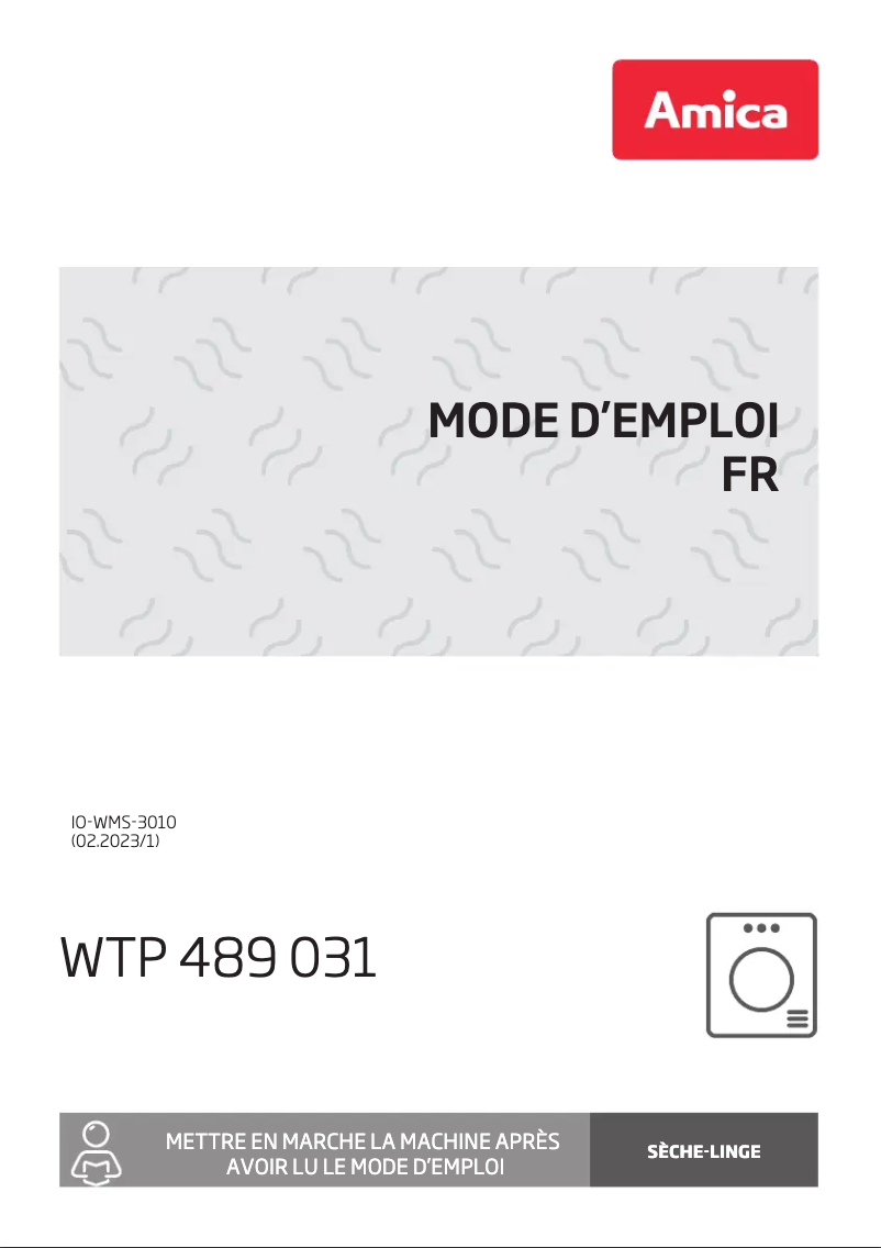 Page 1 de la notice Manuel utilisateur Amica WTP 489 031