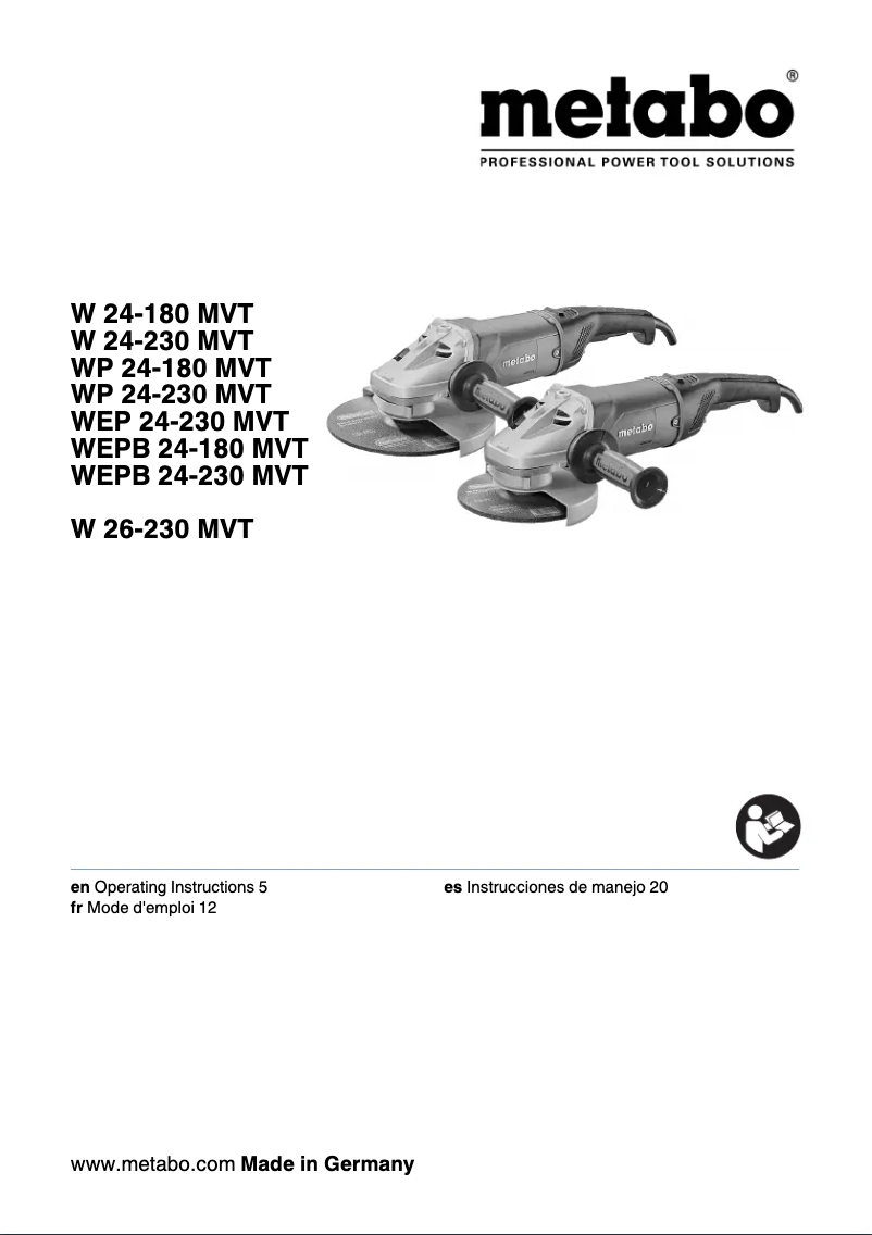Page 1 de la notice Manuel utilisateur Metabo WEPB 24-230 MVT