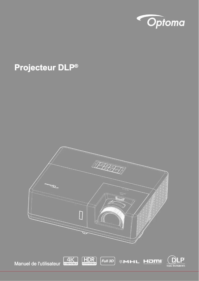 Page 1 de la notice Manuel utilisateur Optoma ZU606Te