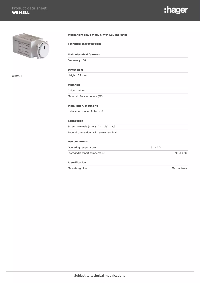 Image de la première page du manuel de l'appareil WBMSLL