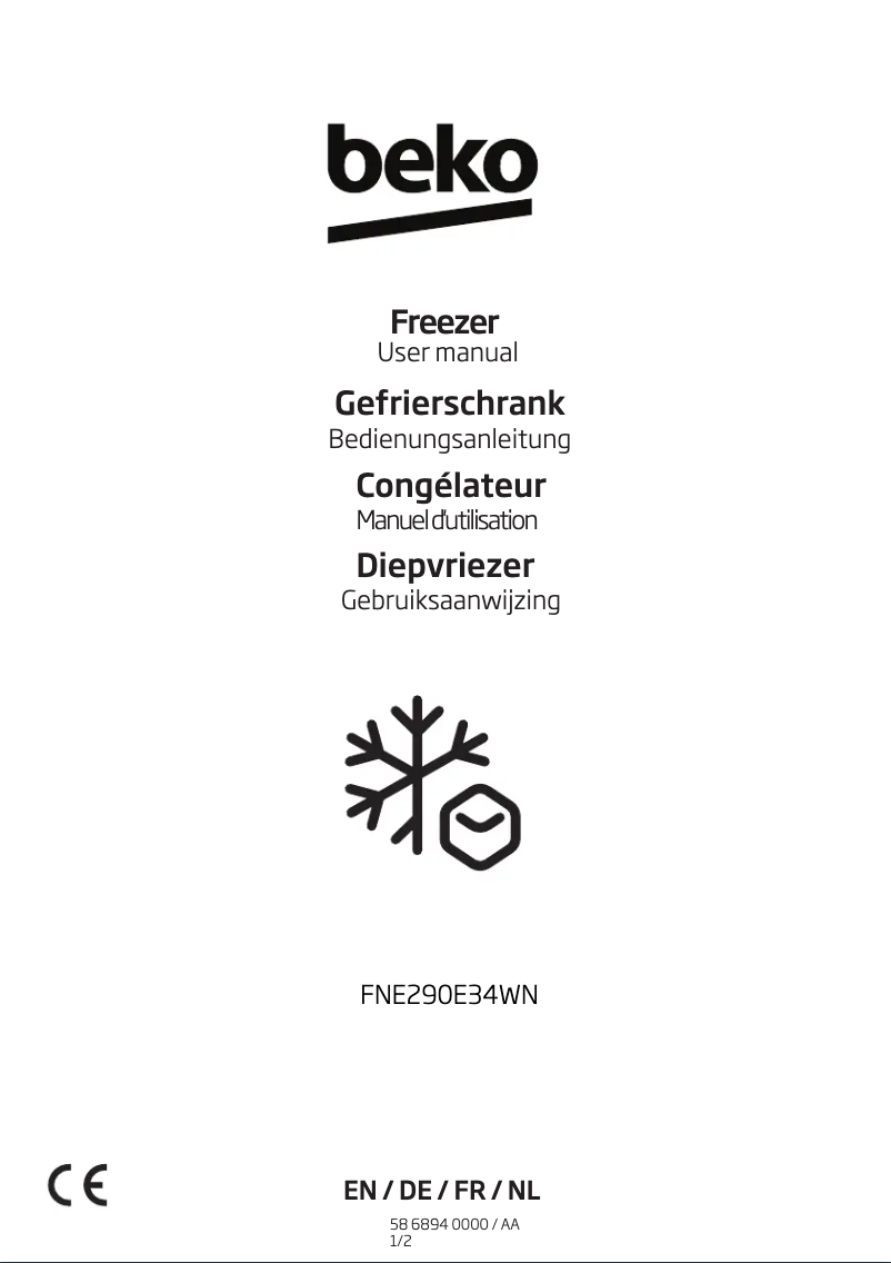 Page 1 de la notice Manuel utilisateur Beko FNE290E34WN