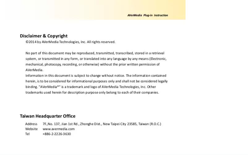 Page 1 de la notice Manuel utilisateur AVerMedia DarkCrystal 110