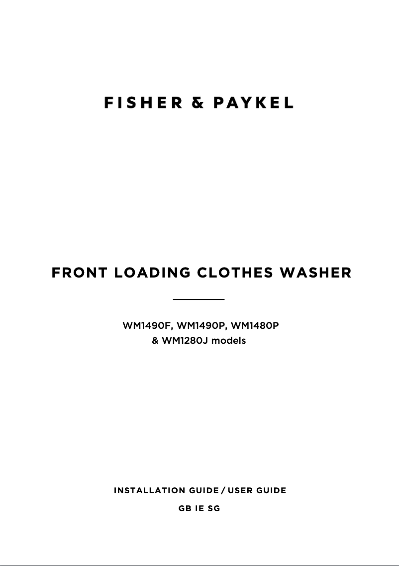 Page n°1 - Guide d'installation Fisher & Paykel WM1480P1