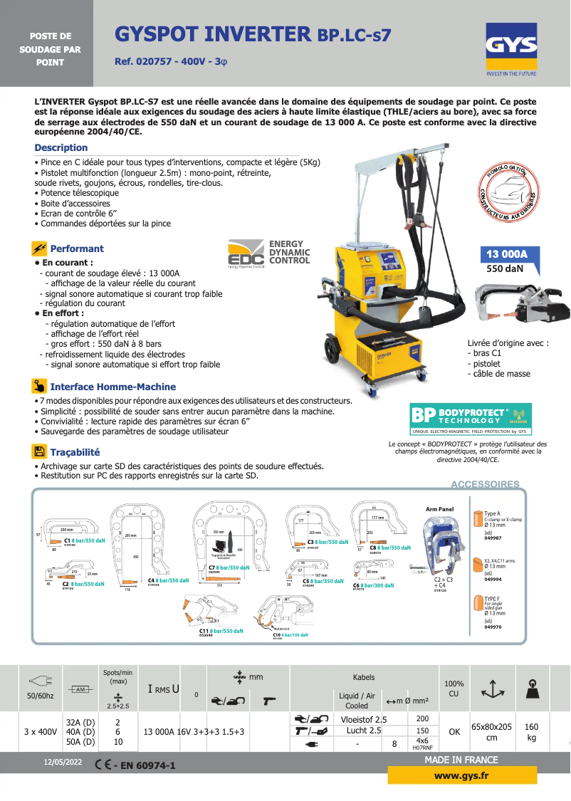 Página 1 del manual Ficha técnica GYS Gyspot Inverter BP.LC-s7