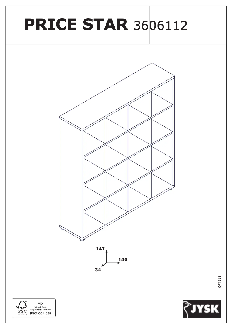 Página 1 del manual Manual de usuario JYSK Price Star (141x147x34)
