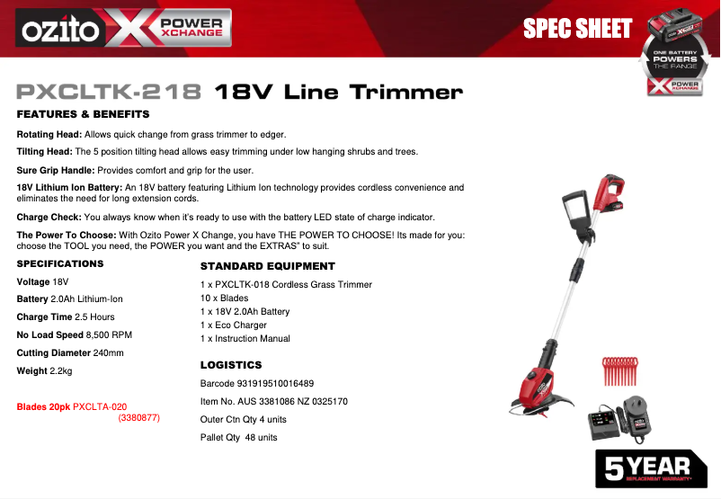 Image de la première page du manuel de l'appareil PXCLTK-218