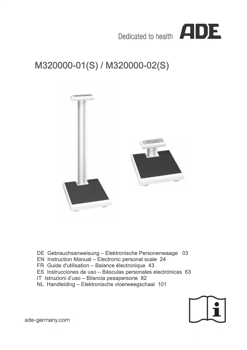 Page 1 de la notice Manuel utilisateur ADE M320000-01
