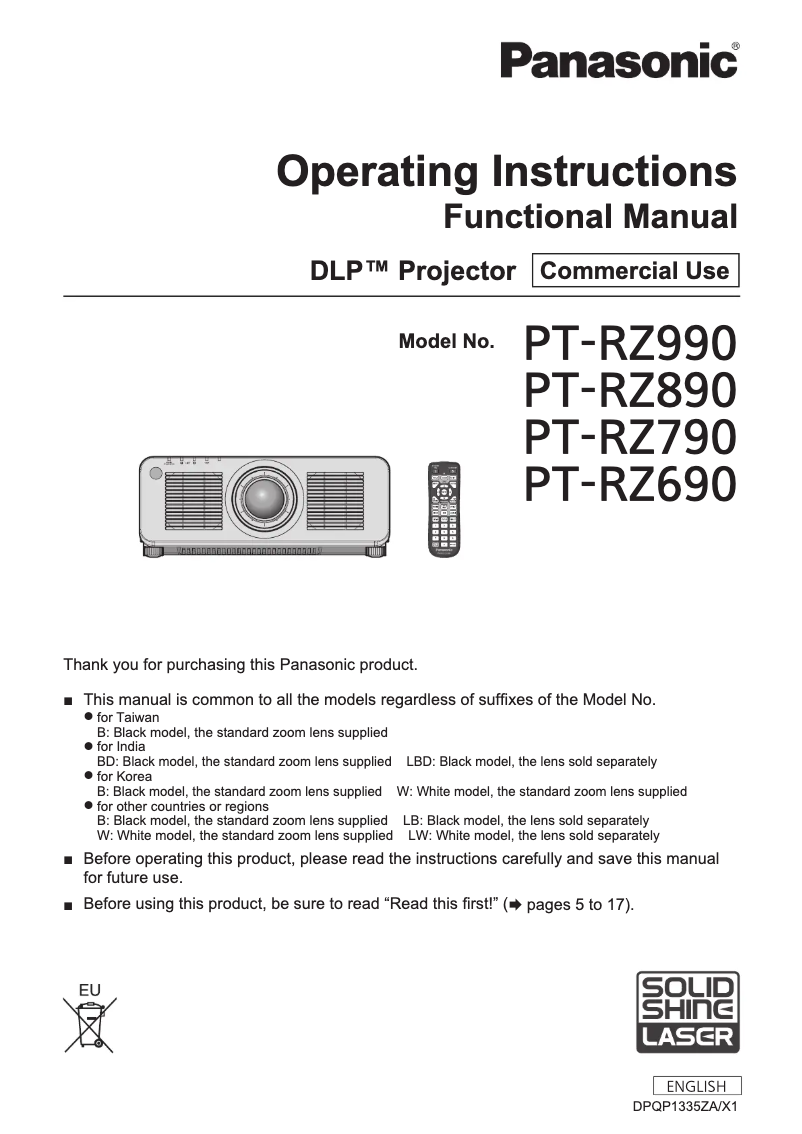 Image de la première page du manuel de l'appareil PT-RZ690