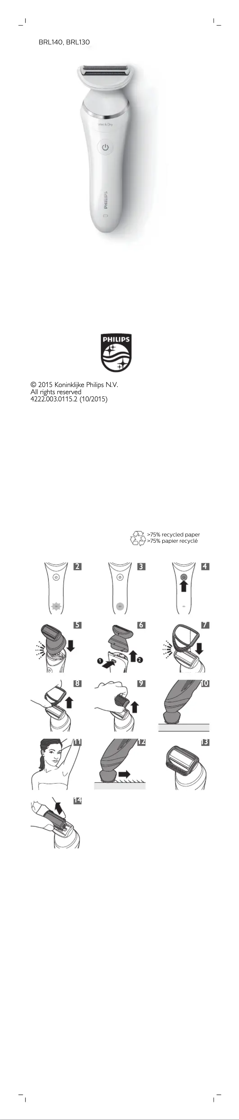 Image de la première page du manuel de l'appareil SatinShave Advanced BRL140