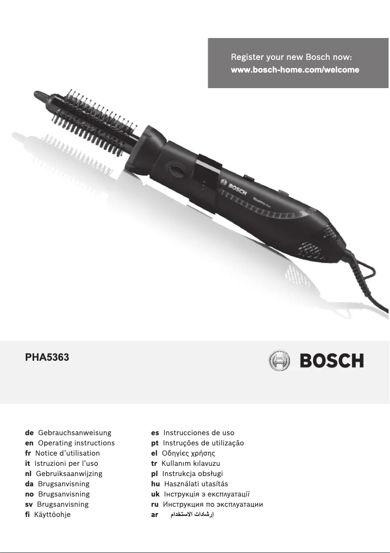 Page 1 de la notice Manuel utilisateur Bosch BrilliantCare Quattro-Ion‎ PHA5363