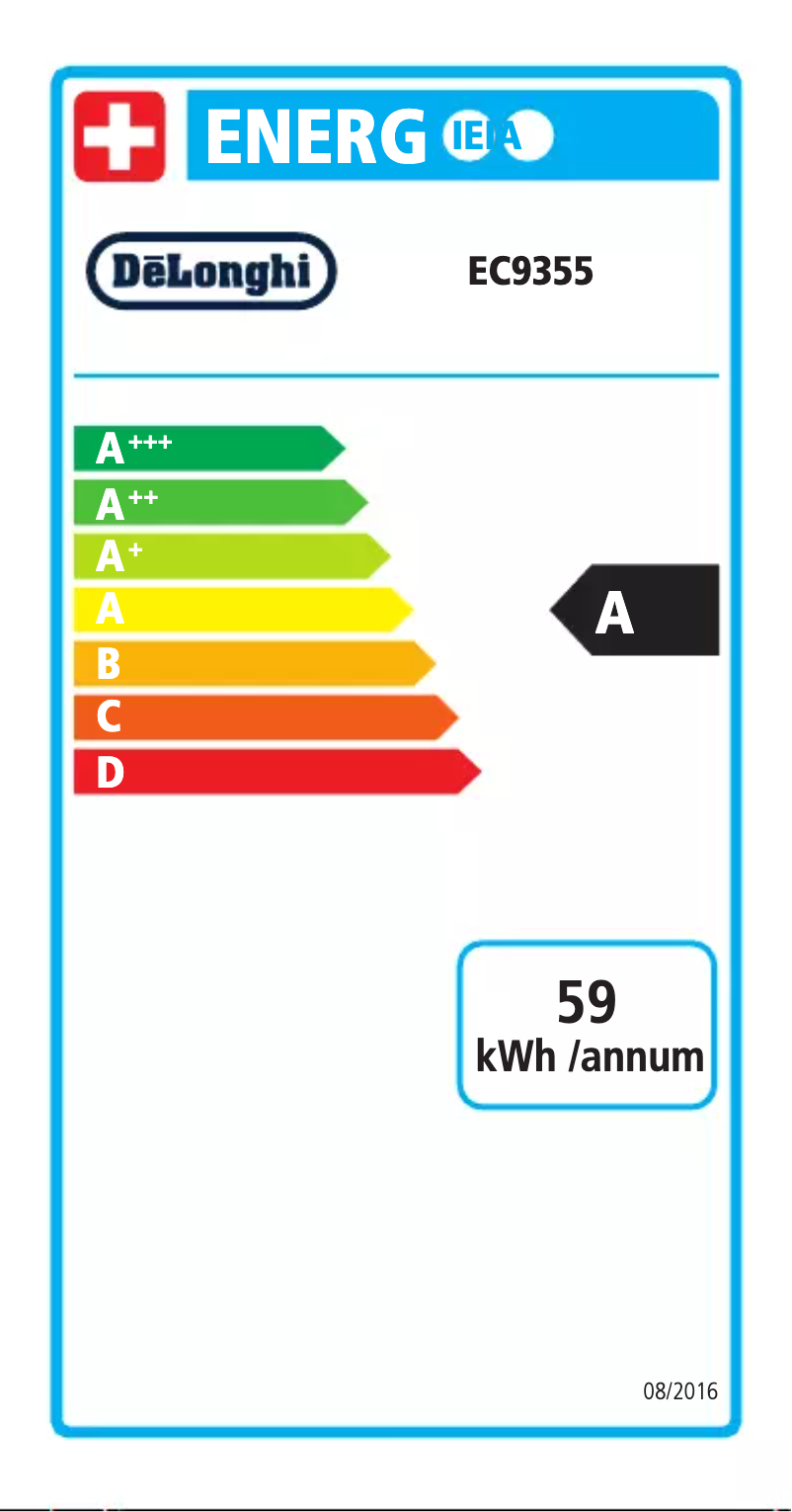 Page n°1 - Label énergétique DeLonghi La Specialista Prestigio EC9355.M
