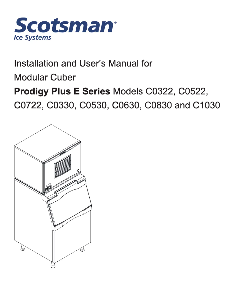 Page 1 de la notice Manuel utilisateur Scotsman C0830MR-32