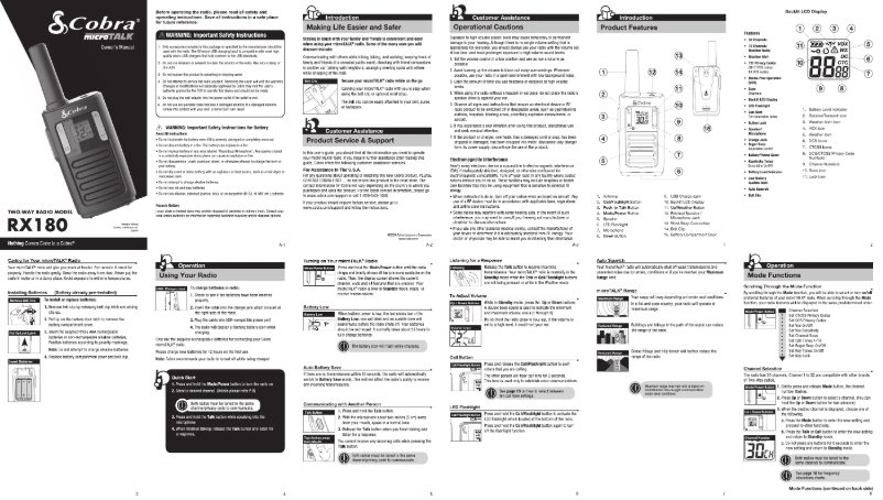 Page n°1 - Manuel utilisateur Cobra RX180