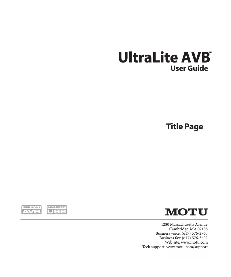 Página 1 del manual Manual de usuario Motu UltraLite AVB