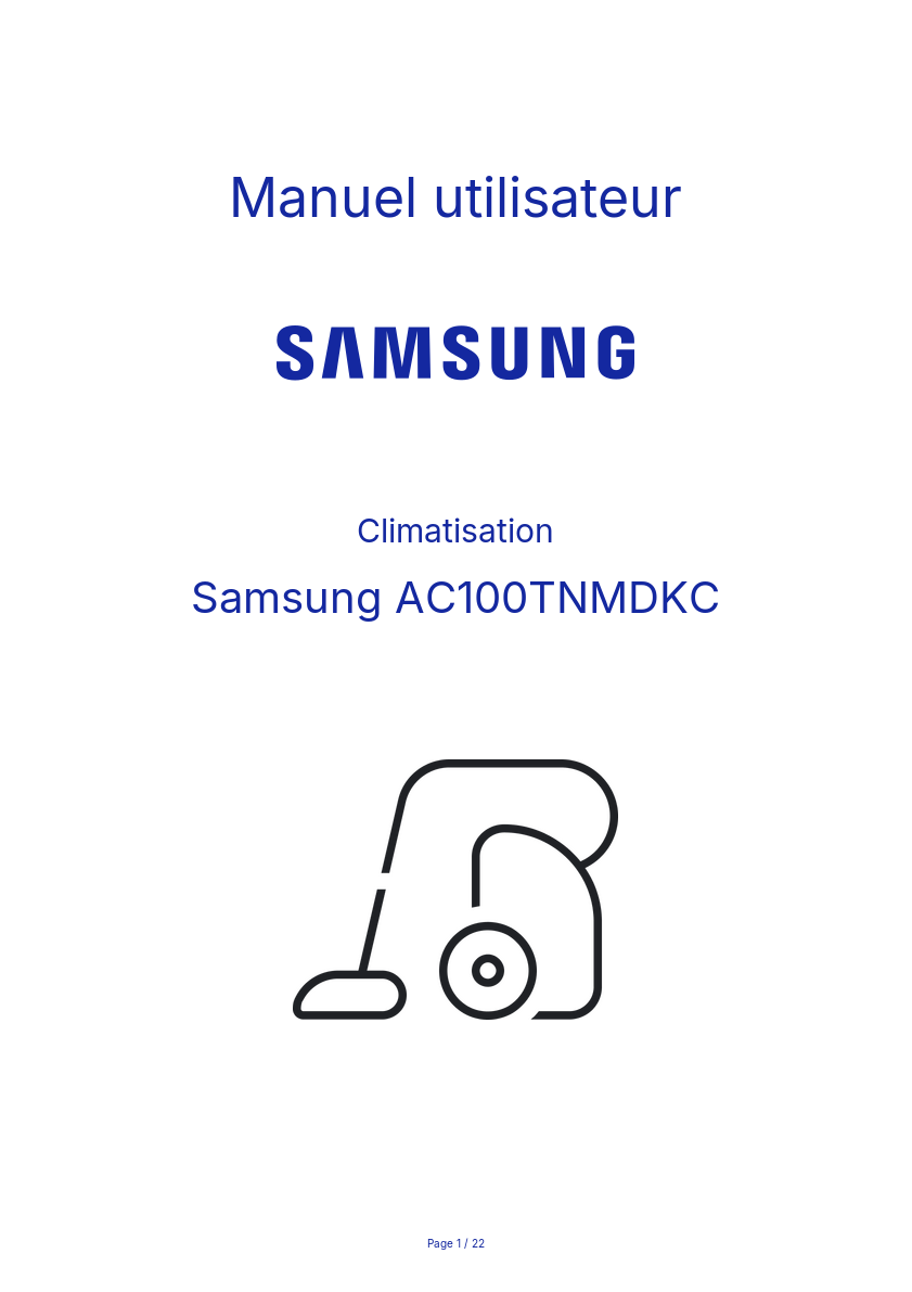 Image de la première page du manuel de l'appareil AC100TNMDKC