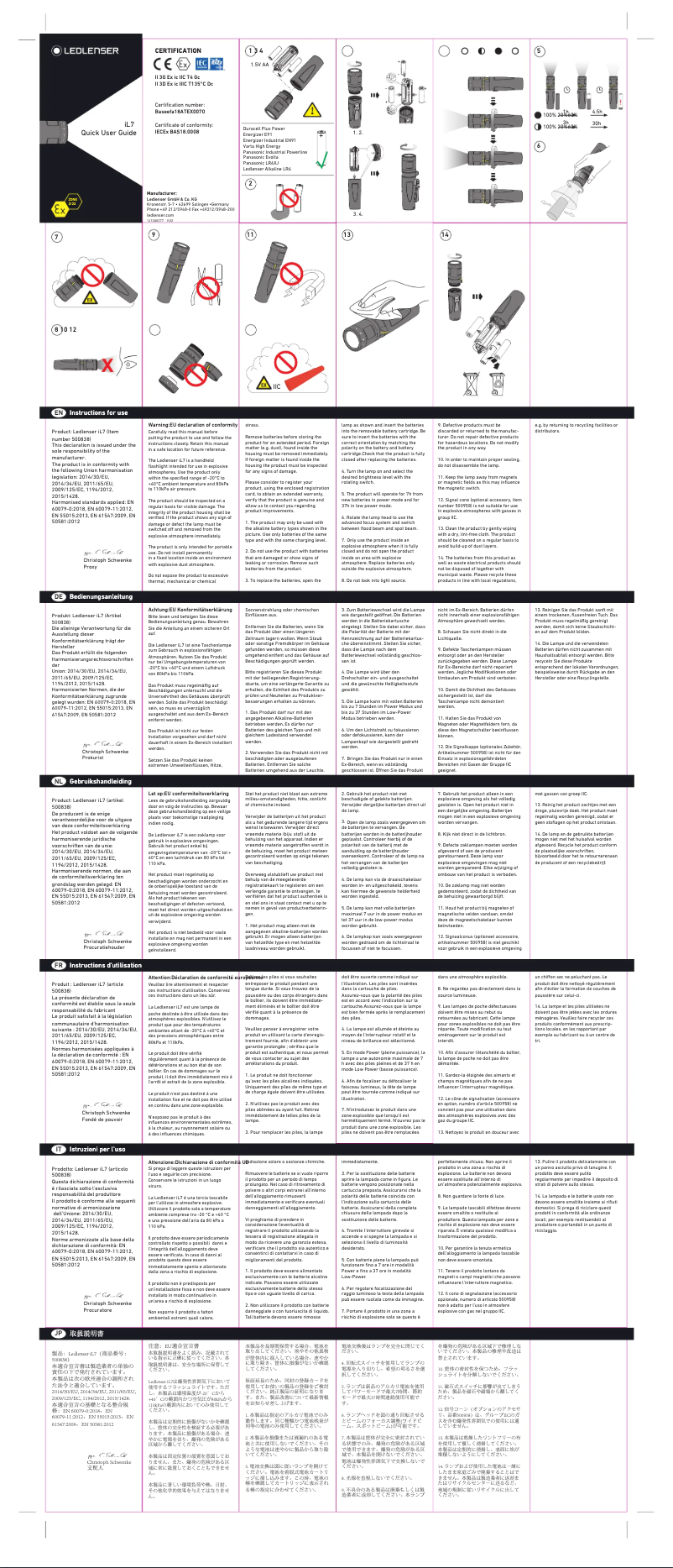 Page 1 de la notice Manuel utilisateur Ledlenser iL7