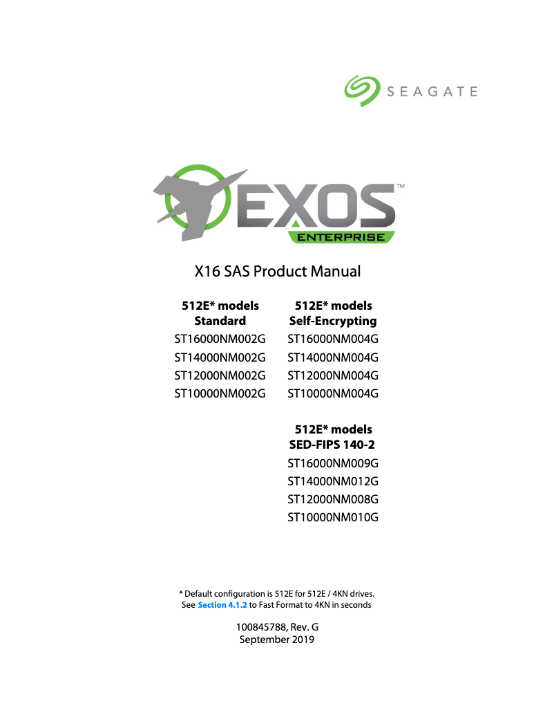 Page 1 de la notice Manuel utilisateur Seagate Exos X16