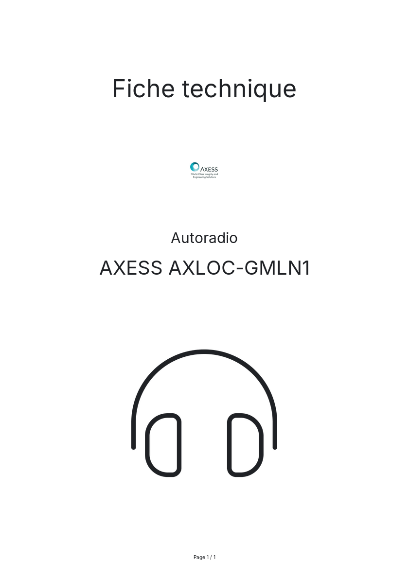 Image de la première page du manuel de l'appareil AXLOC-GMLN1