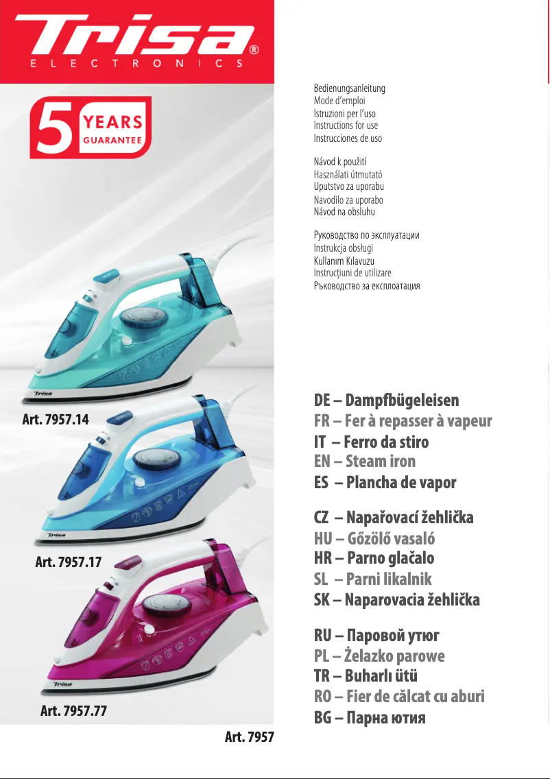 Page n°1 - Manuel utilisateur Trisa Comfort Steam i5717