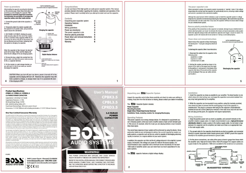 Page n°1 - Manuel utilisateur Boss CPBK3.5