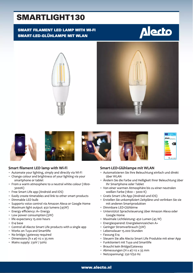 Page n°1 - Manuel utilisateur Alecto SMARTLIGHT130