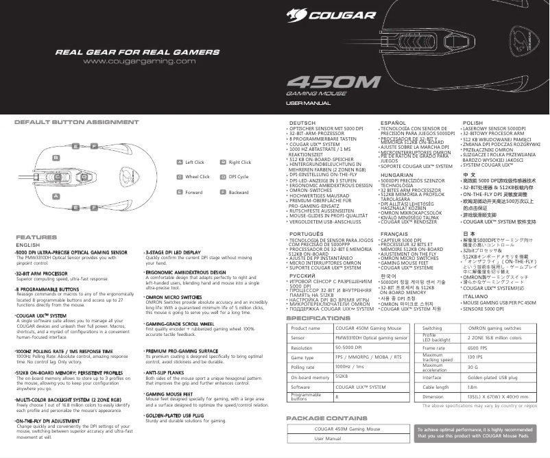 Page 1 de la notice Manuel utilisateur Cougar 450M