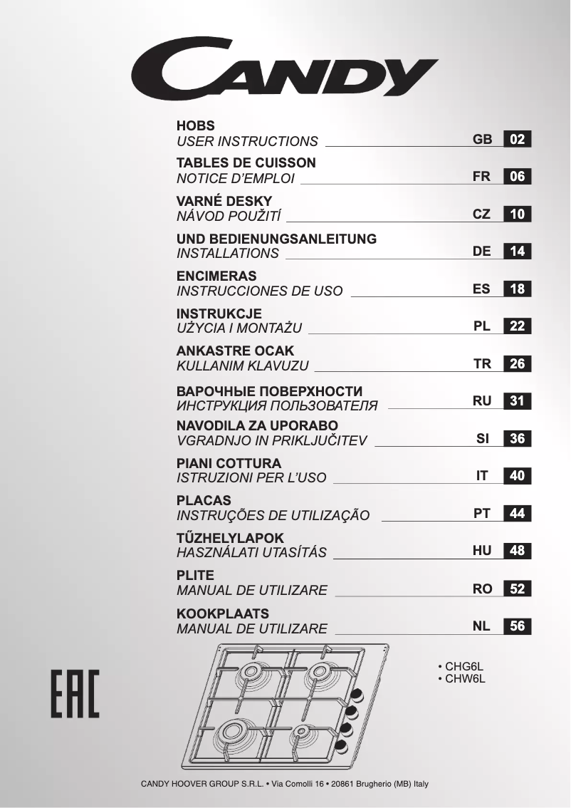 Page n°1 - Manuel utilisateur Candy CHW640WLW