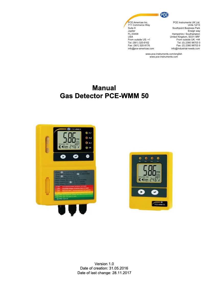 Page n°1 - Manuel utilisateur PCE Instruments PCE-WMM 50