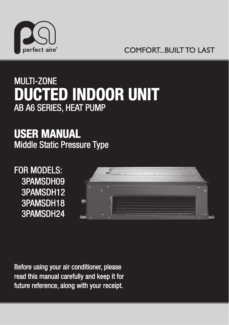 Page 1 de la notice Manuel utilisateur Perfect Aire 3PAMSDH12