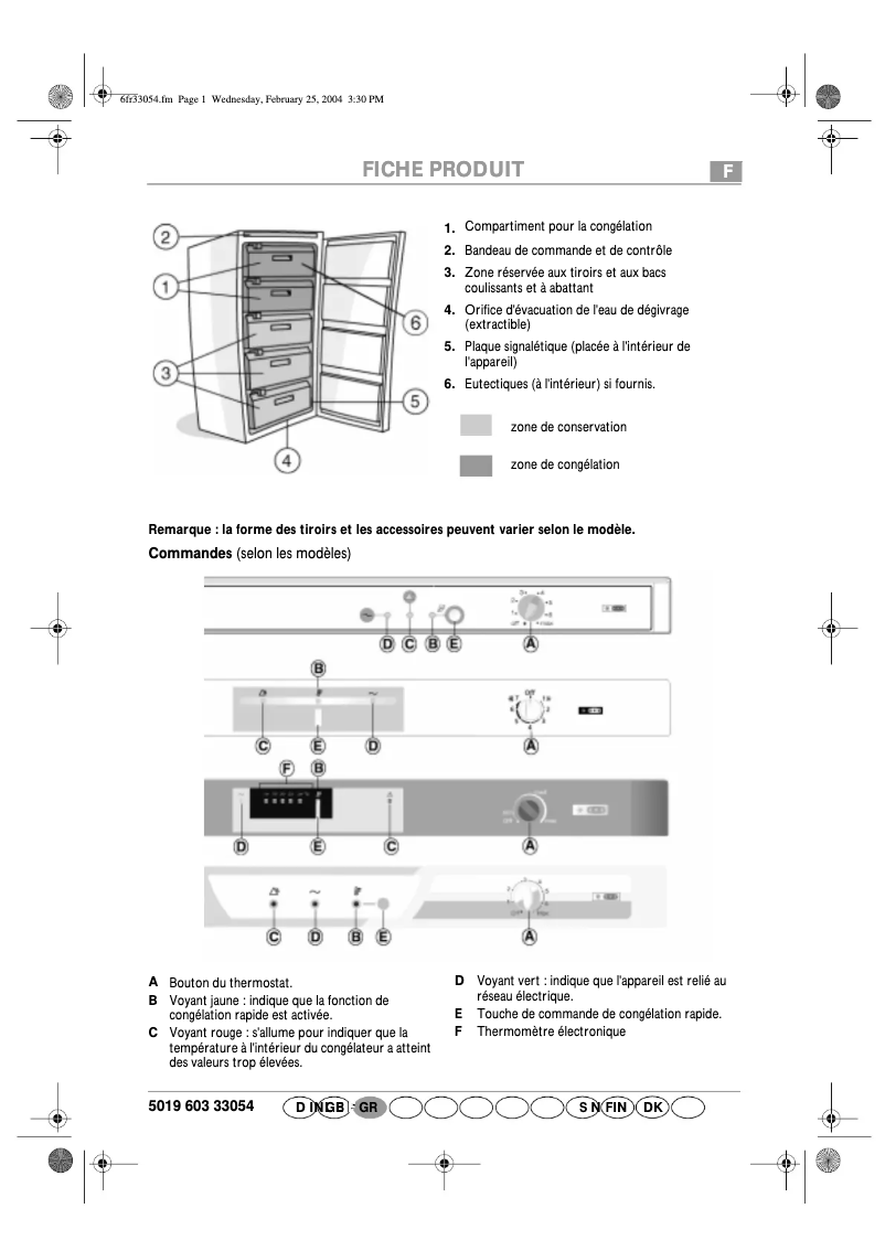 Page 1 de la notice Manuel utilisateur Whirlpool AFG 8030