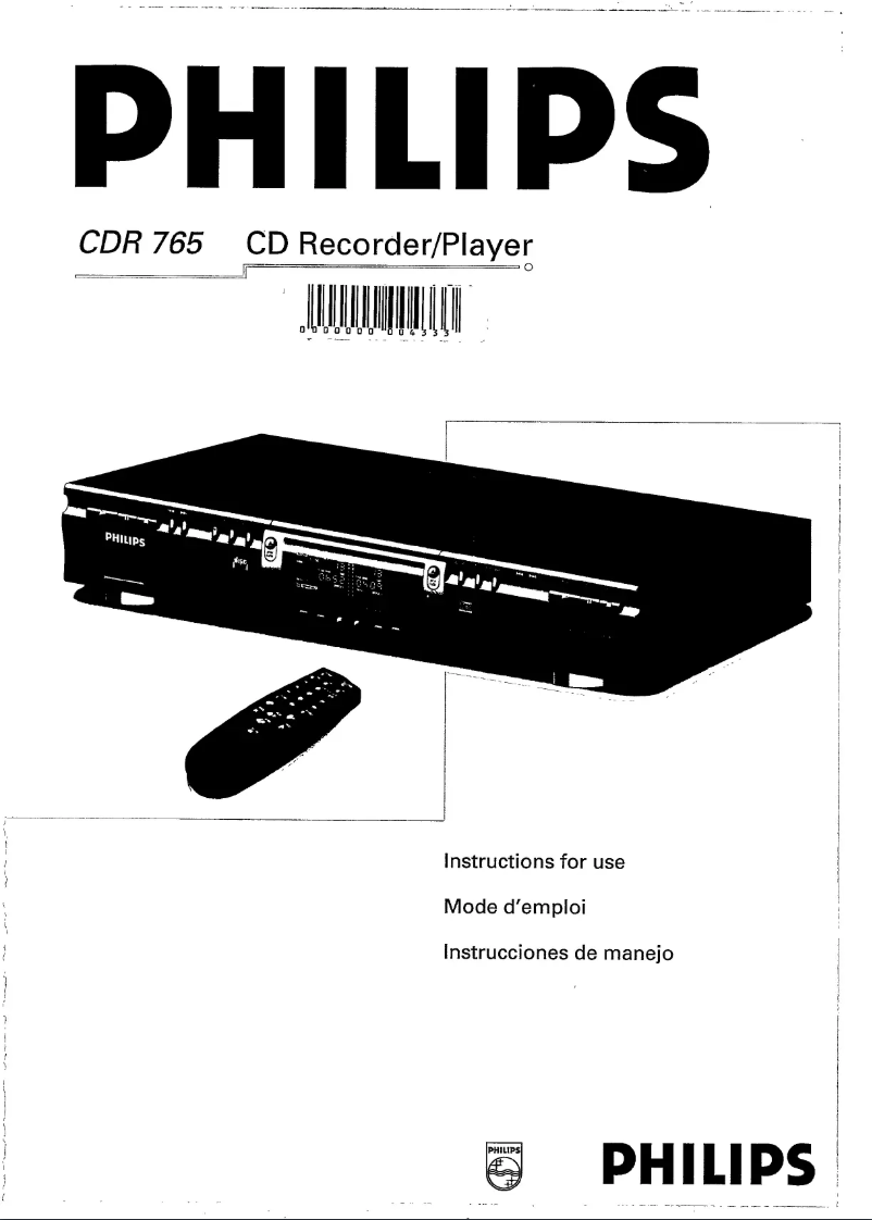 Page n°1 - Manuel utilisateur Philips CDR 765