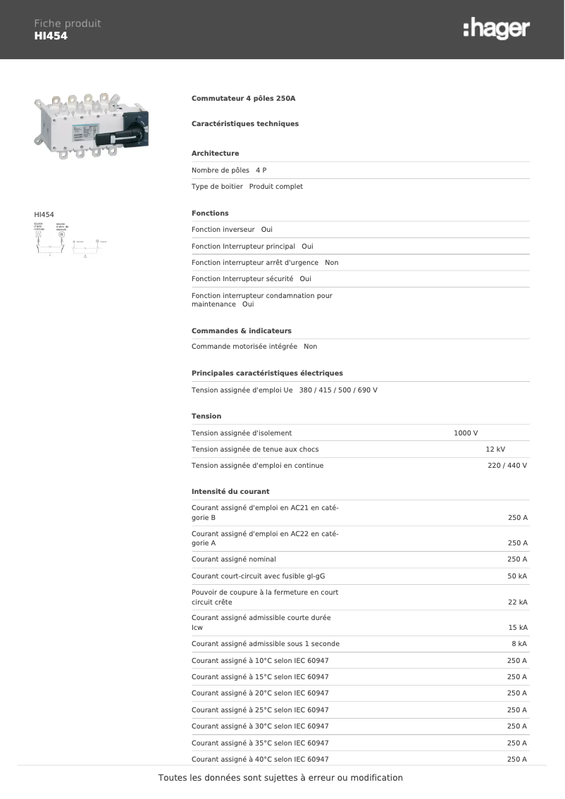 Image de la première page du manuel de l'appareil HI454