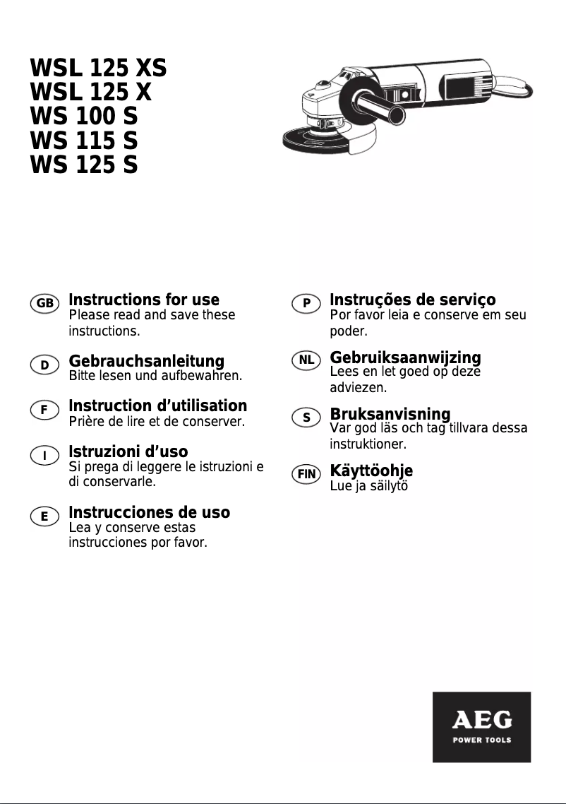 Page n°1 - Manuel utilisateur AEG WS 100 S