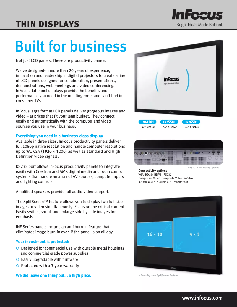 Page n°1 - Manuel utilisateur InFocus INF5501