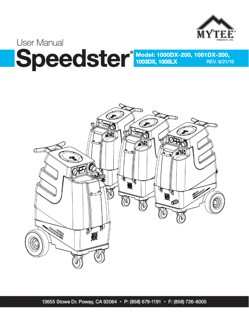 Page n°1 - Manuel utilisateur Mytee Speedster 1003DX-230