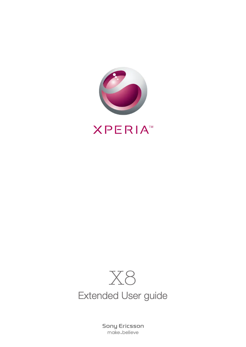 Image de la première page du manuel de l'appareil Xperia X8