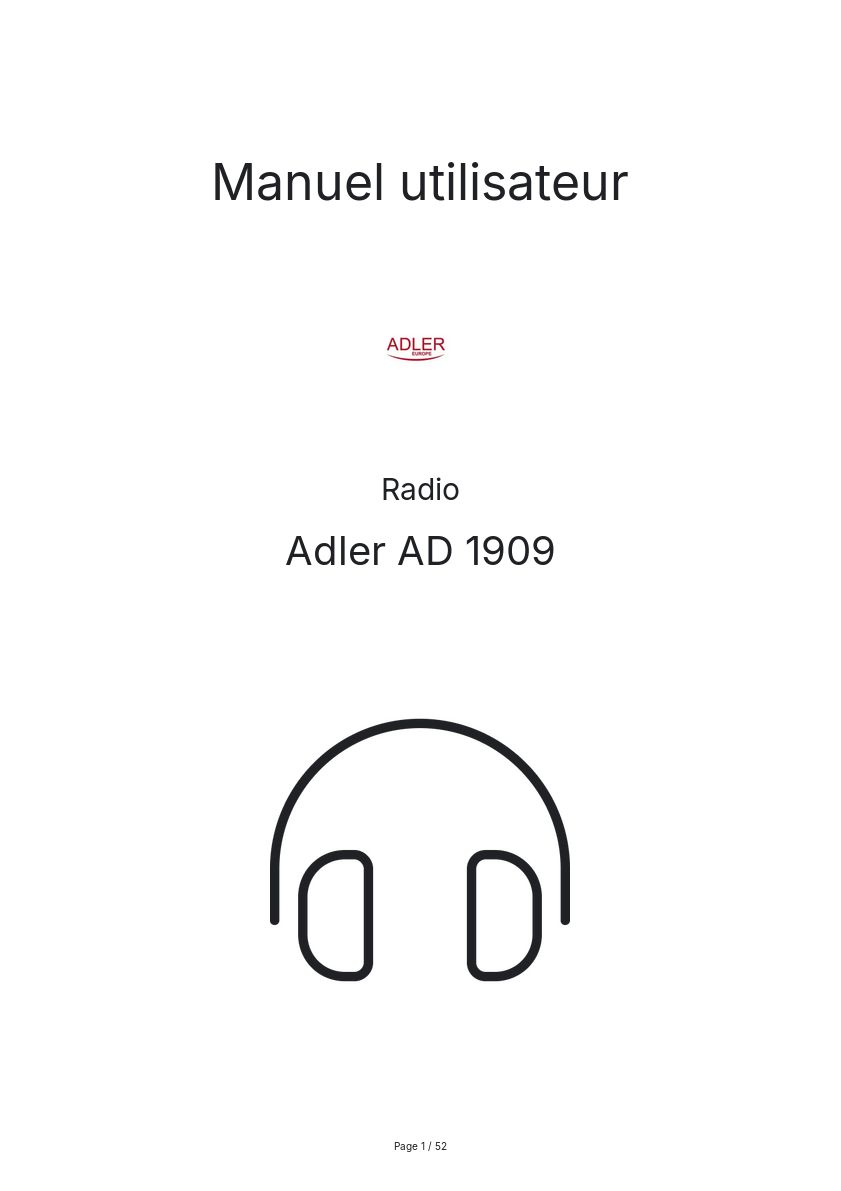 Page n°1 - Manuel utilisateur Adler AD 1909