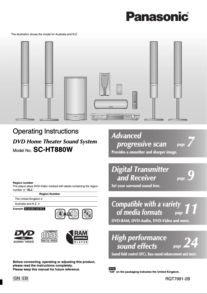 Image de la première page du manuel de l'appareil SC-HT880W