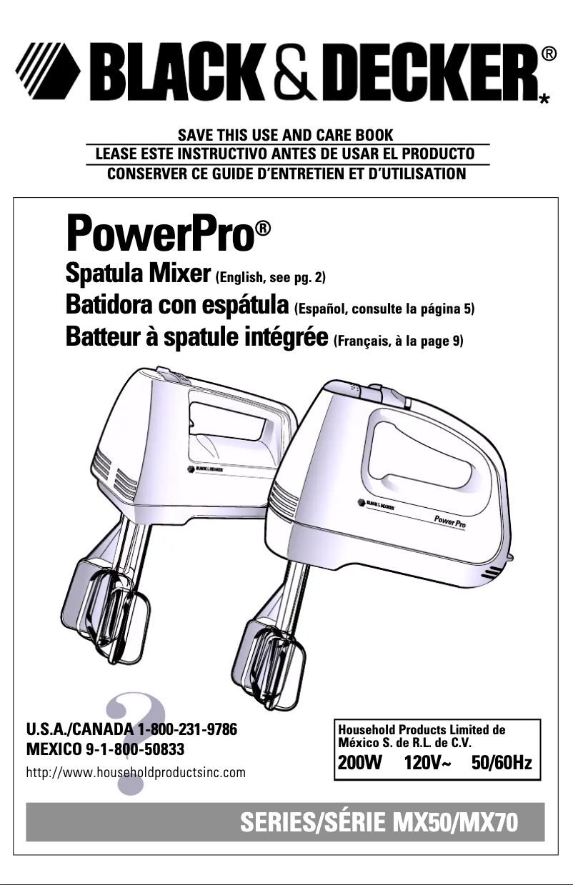 Page 1 de la notice Manuel utilisateur Black & Decker MX50