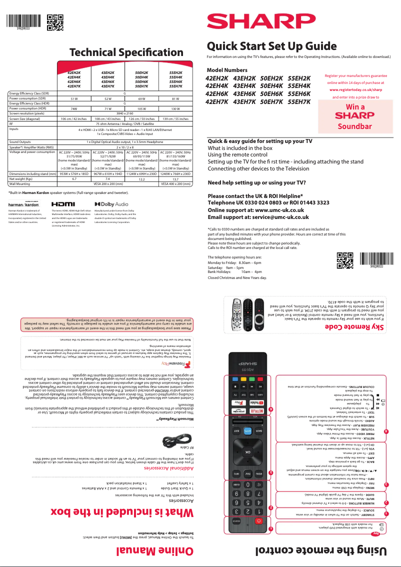 Page n°1 - Guide de démarrage rapide Sharp 42EH6K