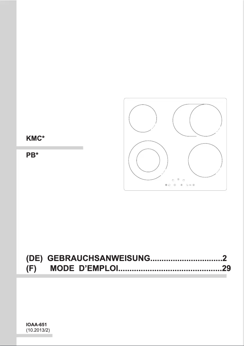Image de la première page du manuel de l'appareil KMC 13288 F