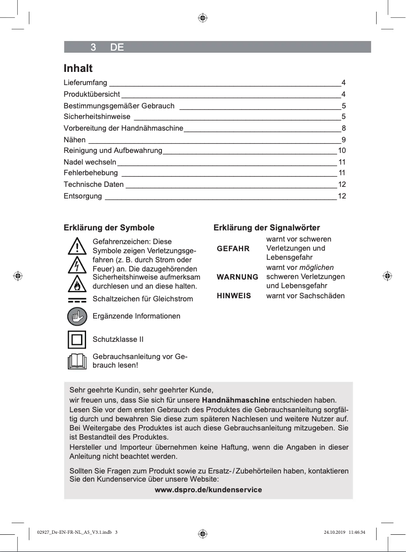 Image de la première page du manuel de l'appareil 2927