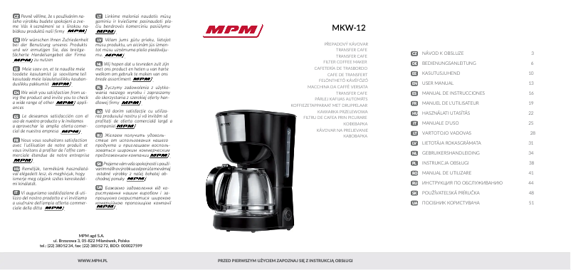 Page 1 de la notice Manuel utilisateur MPM MKW-12