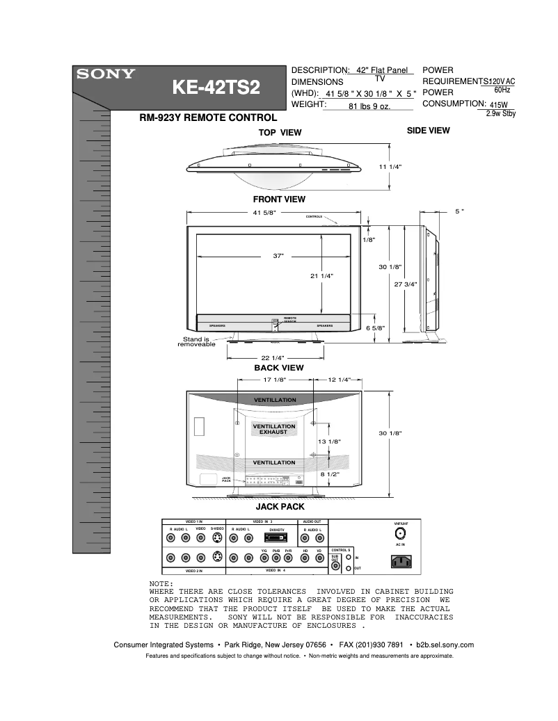 Image de la première page du manuel de l'appareil KE-42TS2E