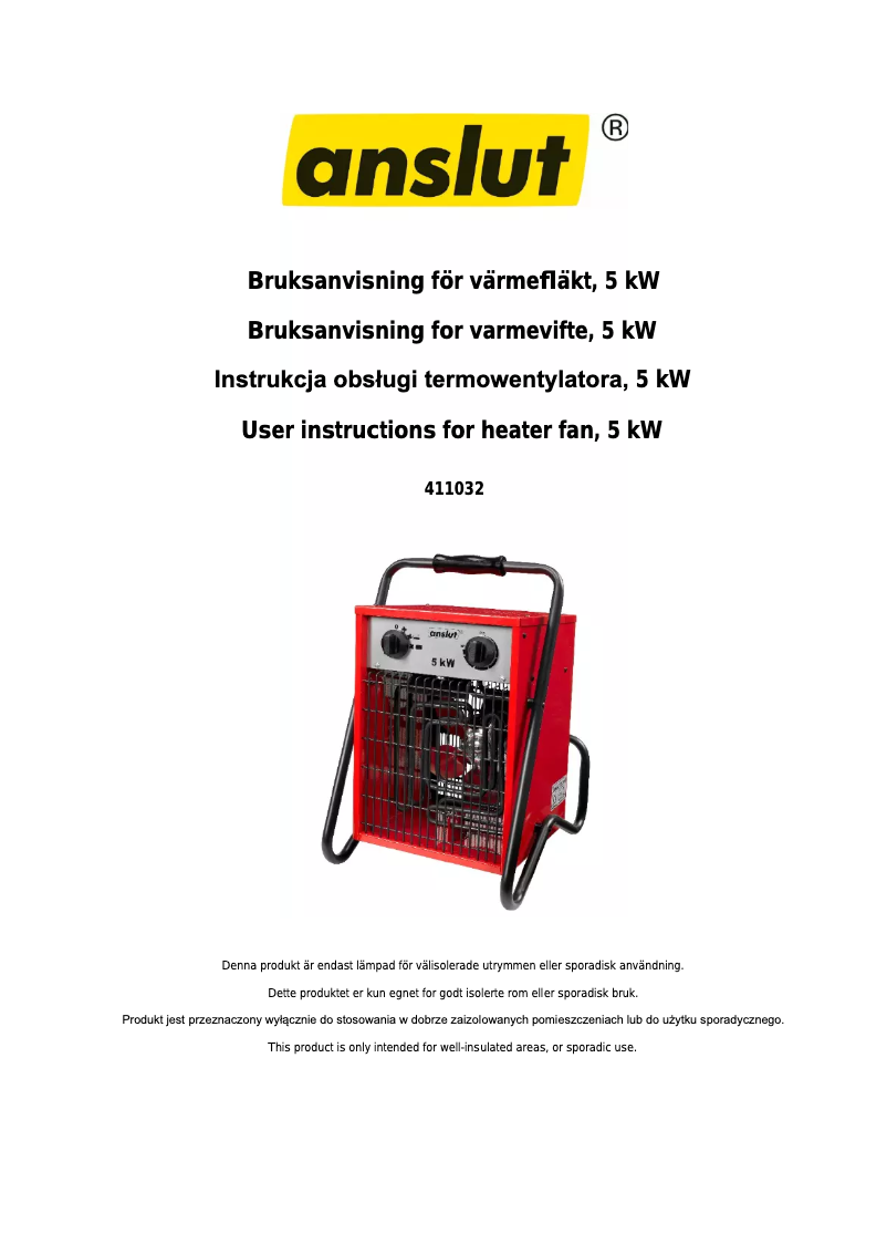 Page n°1 - Manuel utilisateur Anslut 411-032