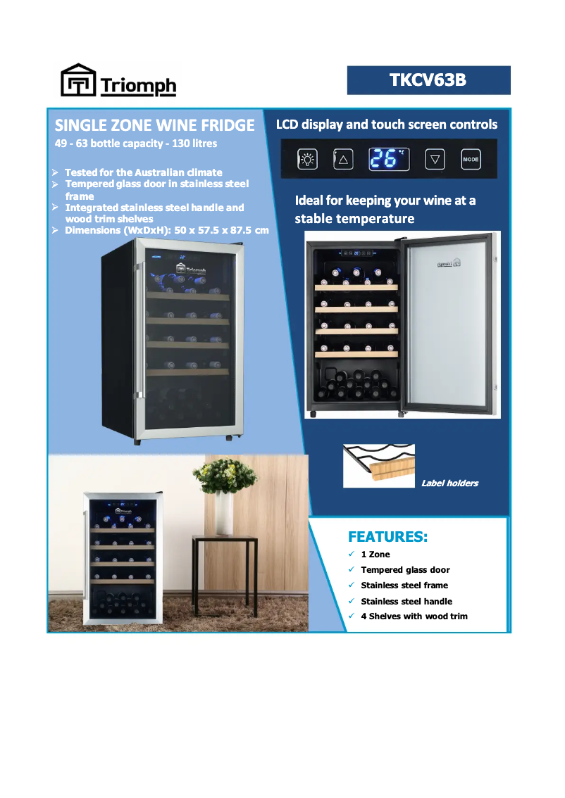 Page 1 de la notice Fiche technique Triomph TKCV63N